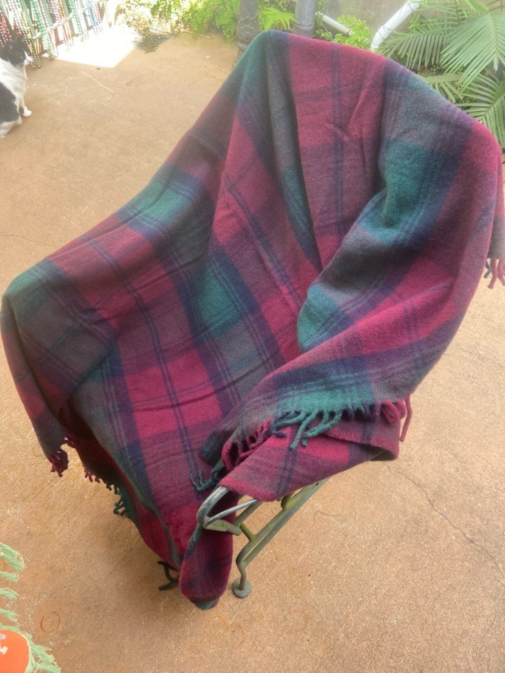 Faribault Plaid Wool Throw - Burgundy, Green & Navy 54”x 72”
